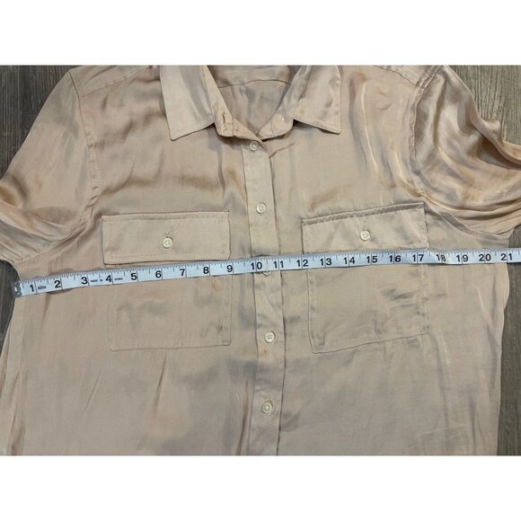 Banana Republic Tan Satin Button Up Long Sleeve Blouse Top Sz M - Picture 7 of 9